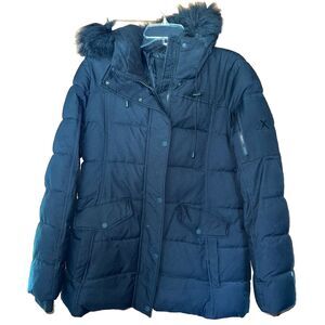 ZeroXposure Black Label Puffer Coat Jacket Faux Fur Hood womens Medium Black